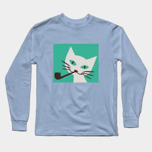 Vintage Pipe Smoking Cat Long Sleeve T-Shirt